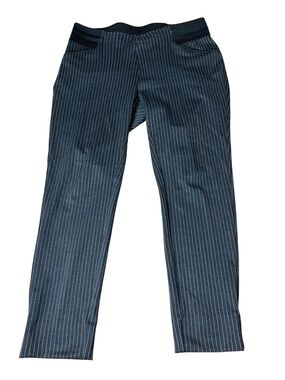 Ci Sono Navy Pinstripe Pull-On Straight Pants with Black Waistband